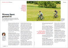 Barmherzige Brüder Magazin Granatapfel, Artikel 'Warum Sport gesund ist', Ausgabe 7/8-2020 / Barmherzige Brüder Das Bild zeigt den Artikel 'Warum Sport gesund ist', Ausgabe 7/8-2020